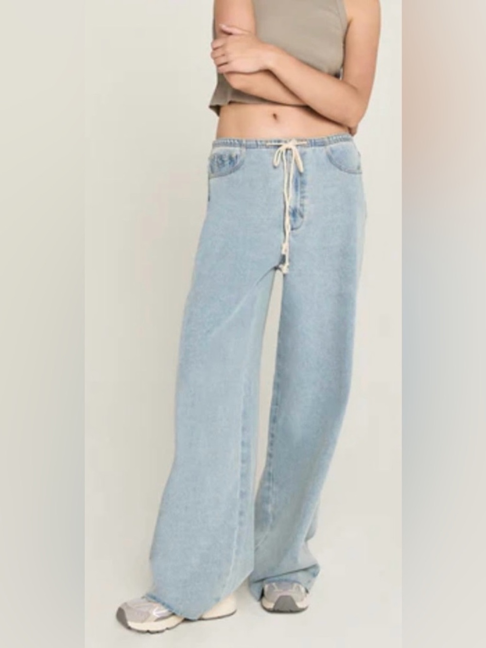 NSF Penny Pale‎ Blue Wide-Leg relaxed Jeans with Drawstring